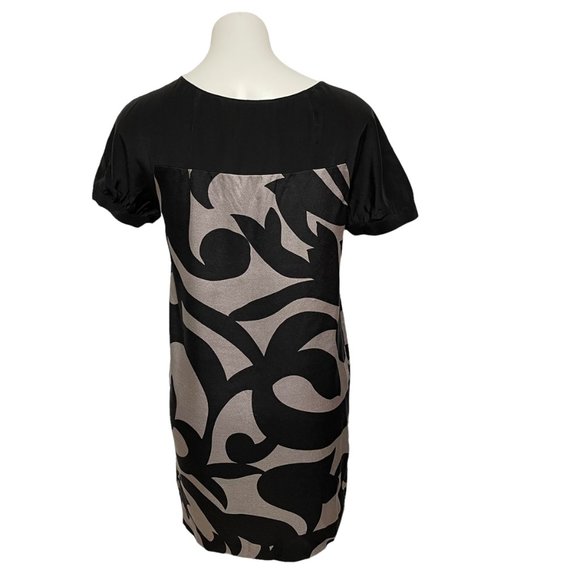 Cynthia Steffe Medium Twelfth Street Silk Black Silver Abstract Shift Dress - Picture 4 of 7